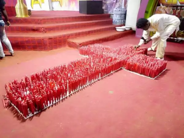Pastor Trends After Praying With Many Red Candles On His Church Altar (Photos)